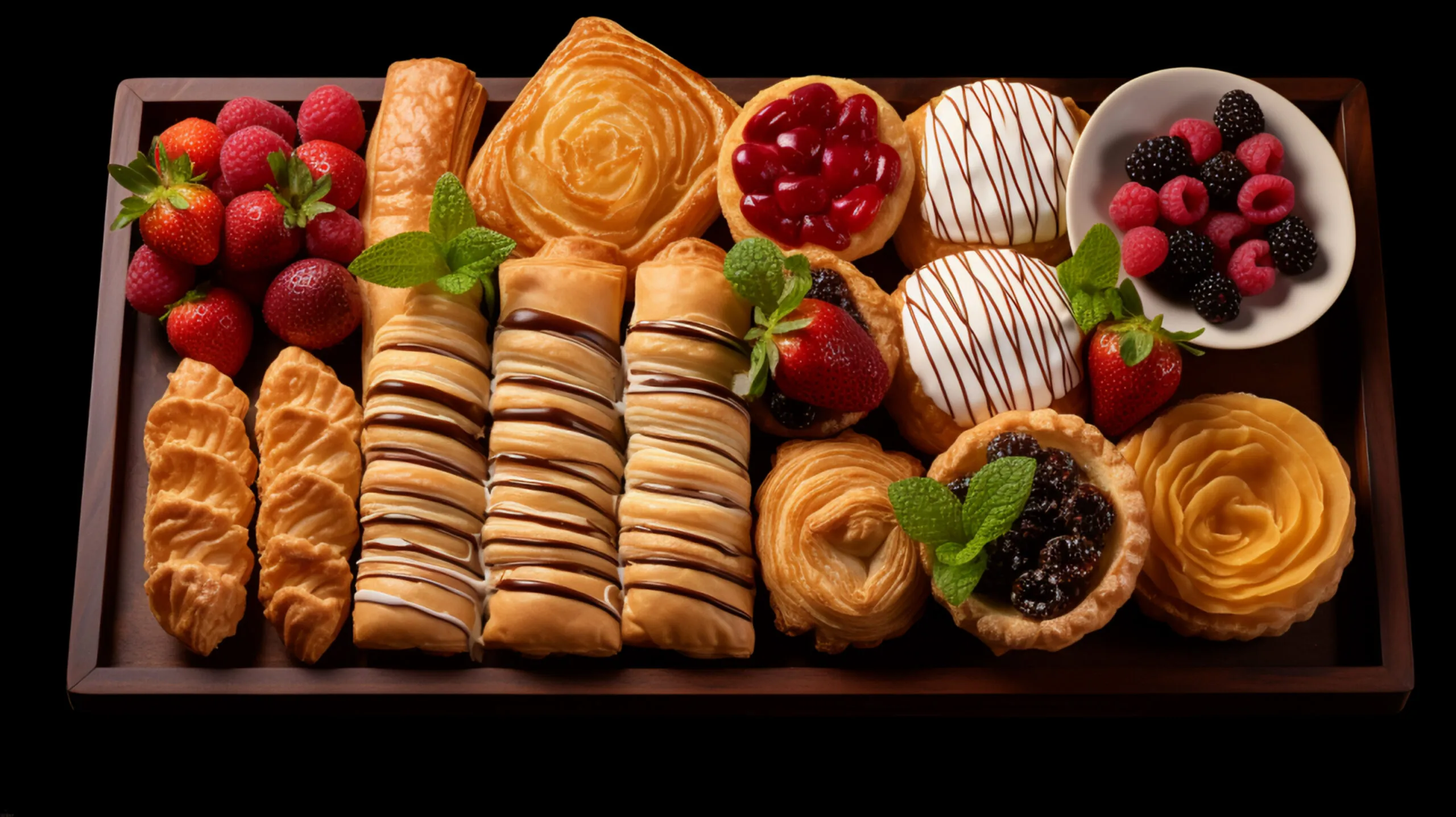 An assortment of baked pastries arranged together on a table