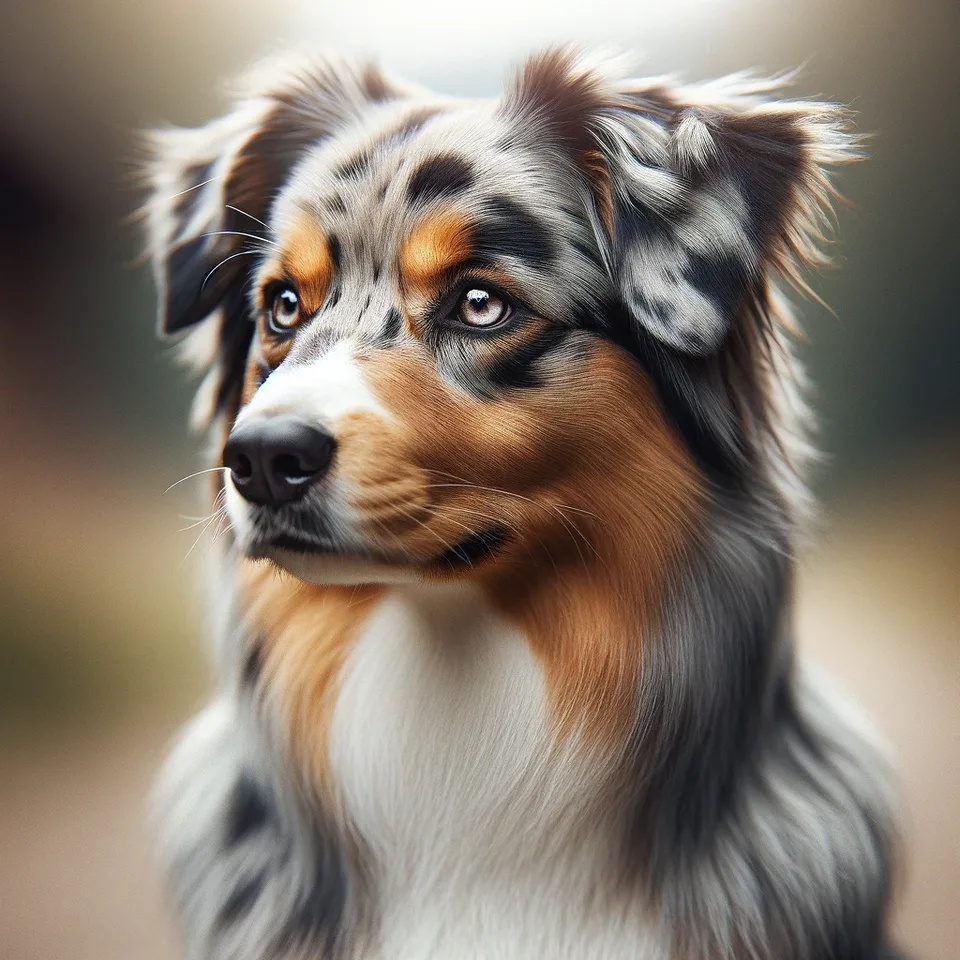 The Essence of an Aussie: A Close-Up Look at the Australian Shepherd's Alert Expression, Merle Coat, and Athletic Build