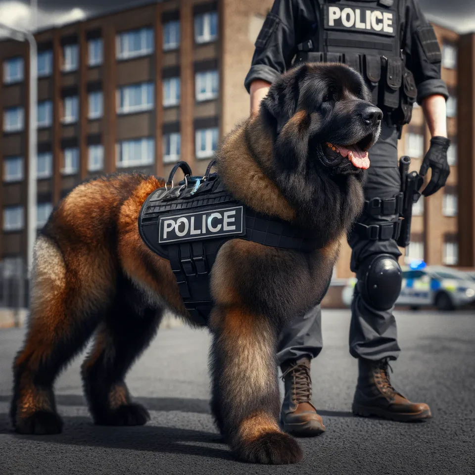a Bouvier des Flandres working as a police dog