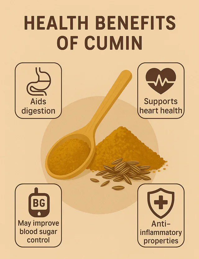 Cumin seeds and ground cumin beside dishes seasoned with warm spices