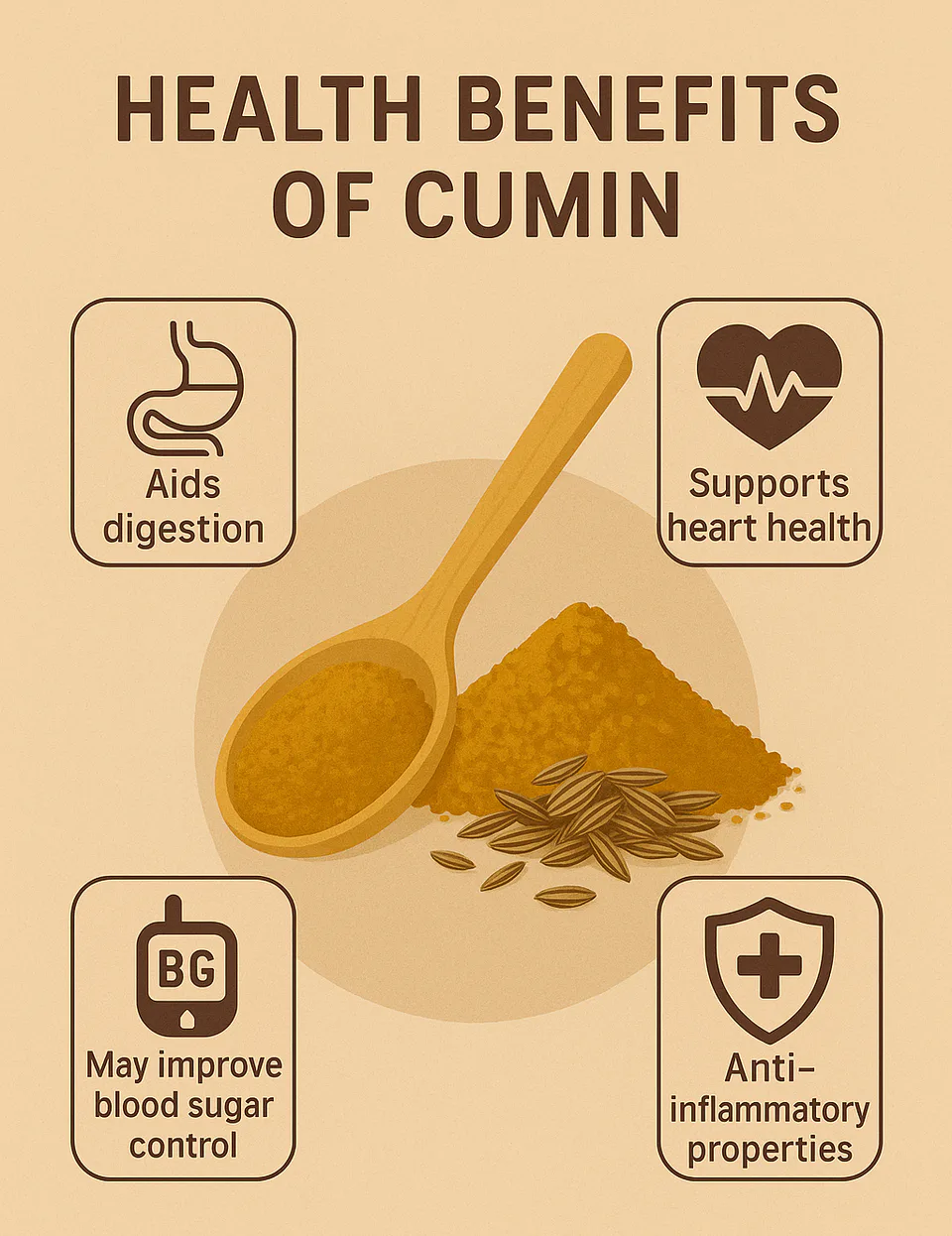 Cumin seeds and ground cumin beside dishes seasoned with warm spices