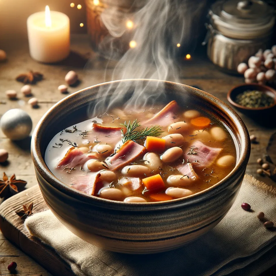 Ham and bean soup made with Boxing Day leftovers.